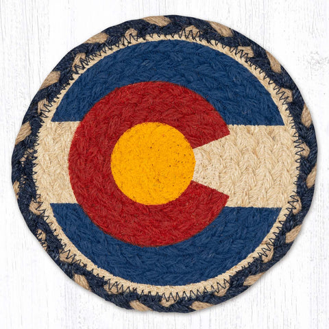 LC-881 Colorado Flag Round Large Coaster 7"x7"