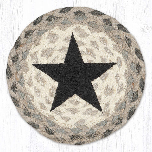 LC-890 Black Star Round Large Coaster 7"x7"