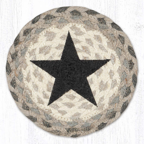LC-890 Black Star Round Large Coaster 7"x7"