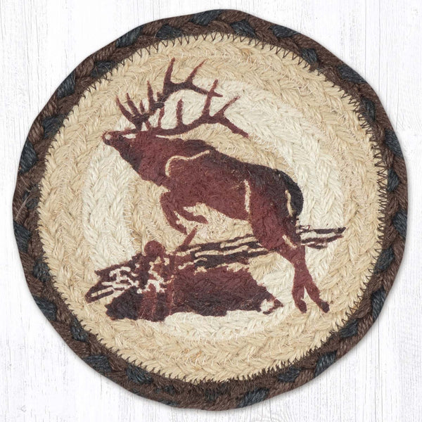 LC-899 Jumping Elk Round Large Coaster 7"x7"