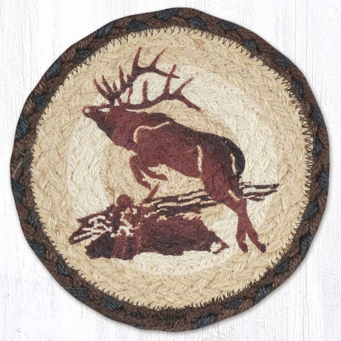 LC-899 Jumping Elk Round Large Coaster 7"x7"