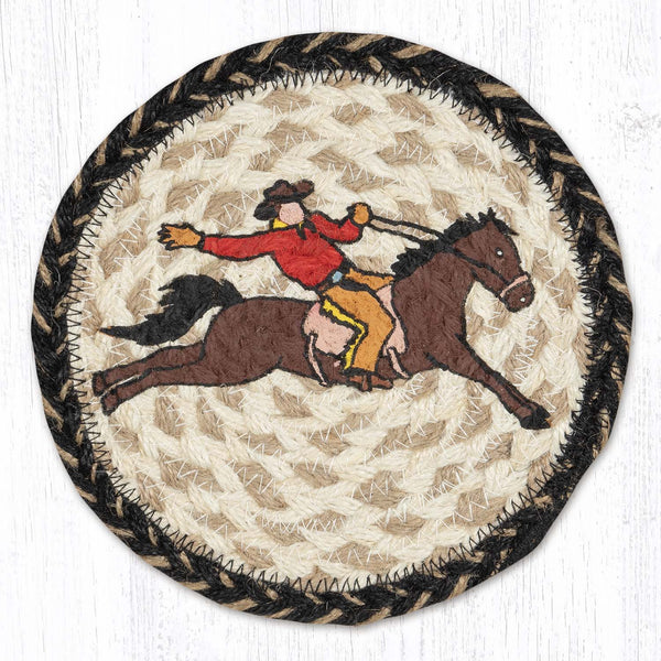 LC-9-93 Bucking Cowboy Round Large Coaster 7"x7"