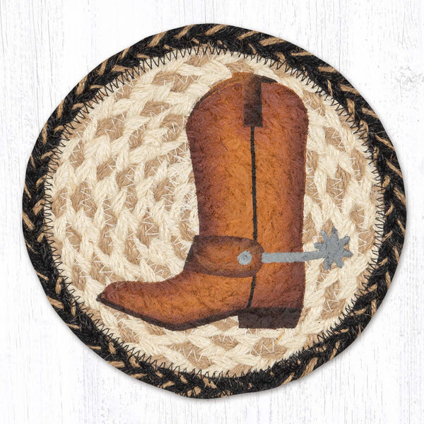 LC-9-93 Cowboy Boot Round Large Coaster 7"x7"
