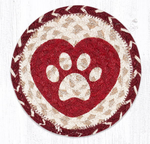LC-9-117 Heart Paw Round Large Coaster 7"x7"