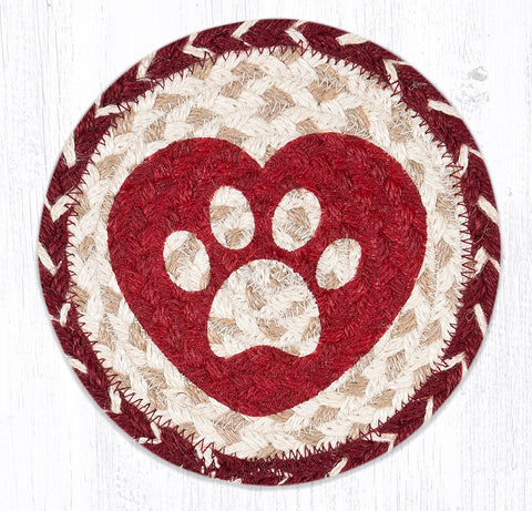 LC-9-117 Heart Paw Round Large Coaster 7"x7"