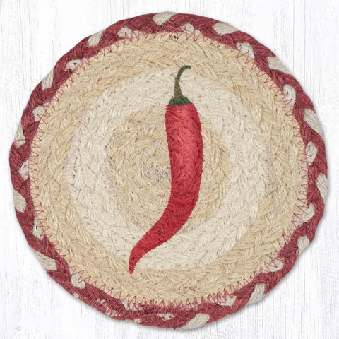 LC-916 Single Chili Pepper Round Large Coaster 7"x7"