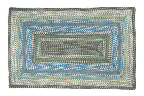 RC-419 Sage/Ivory/Settlers Blue Oblong Braided Rug 5'x8'