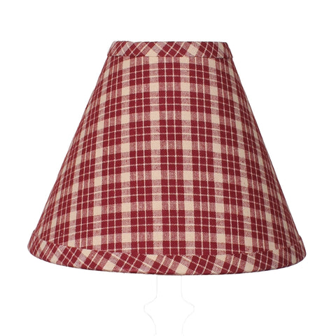 Appleton barn red and tan plaid 12-inch fabric lampshade with standard bulb clip in country farmhouse style