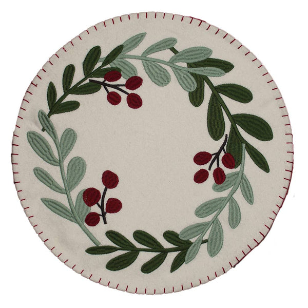 Holiday Pitcher Cream Candle Mat 15"