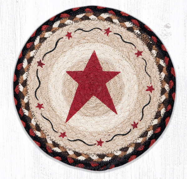 MSPR-19 Primitive Star Burgundy Printed Round Trivet 10"x10"
