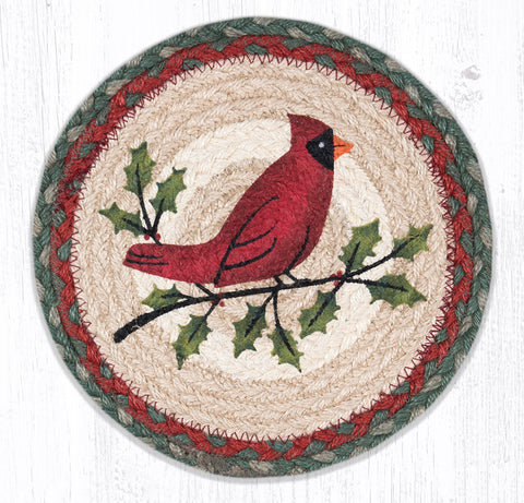 MSPR-25 Holly Cardinal Printed Round Trivet 10"x10"