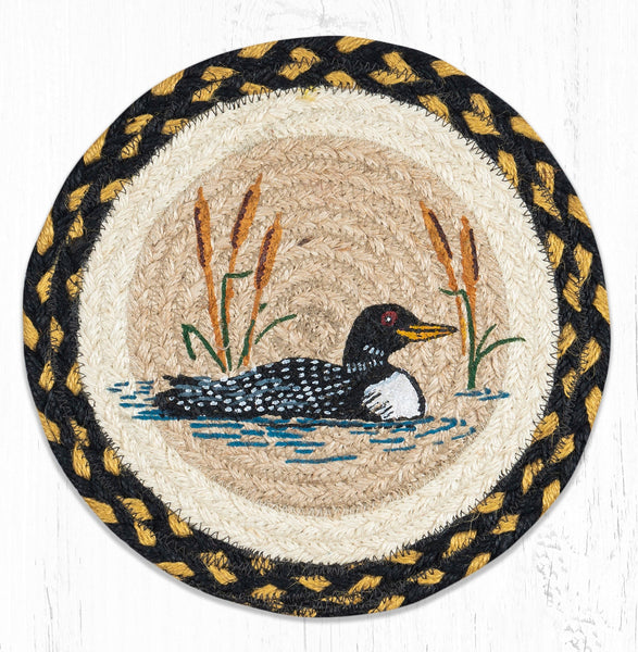 MSPR-43 Loon Cattail Printed Round Trivet 10"x10"