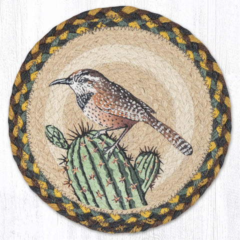 MSPR-51 Cactus Wren Bird Printed Round Trivet 10"x10"
