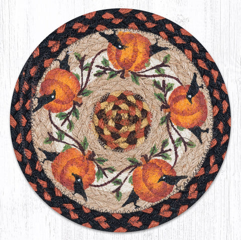 MSPR-222 Pumpkin Crow Printed Round Trivet 10"x10"