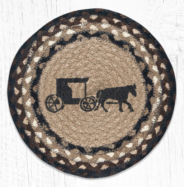 MSPR-313 Amish Buggy Printed Round Trivet 10"x10"
