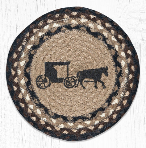 MSPR-313 Amish Buggy Printed Round Trivet 10"x10"