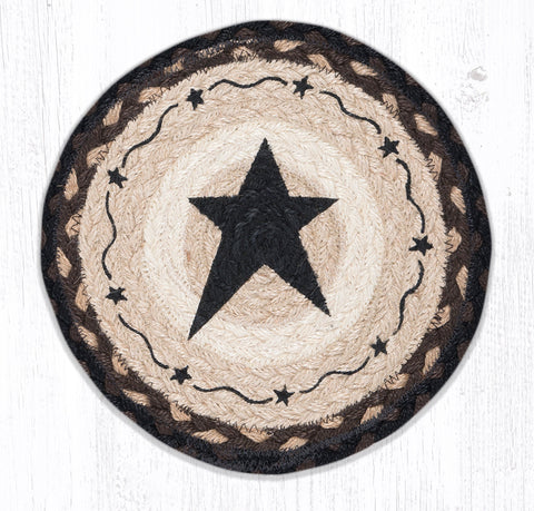 MSPR-313 Primitive Star Black Printed Round Trivet 10"x10"