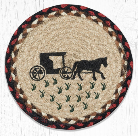 MSPR-319 Amish Buggy 2 Printed Round Trivet 10"x10"