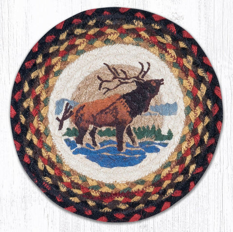 MSPR-319 Winter Elk Printed Round Trivet 10"x10"