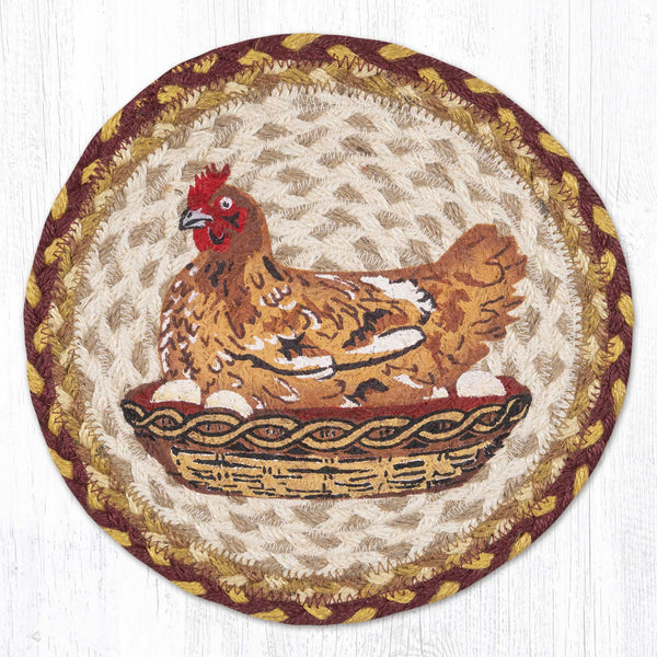 MSPR-357 Hen on Nest Printed Round Trivet 10"x10"
