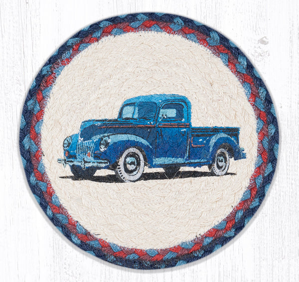 MSPR-362 Blue Truck Printed Round Trivet 10"x10"