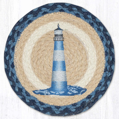 MSPR-362 Blue & White Lighthouse Printed Round Trivet 10"x10"