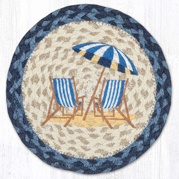 MSPR-362 Navy Beach Chair Printed Round Trivet 10"x10"