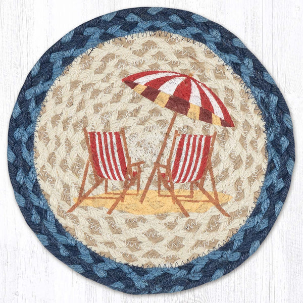 MSPR-362 Red Beach Chair Printed Round Trivet 10"x10"