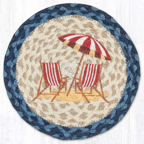MSPR-362 Red Beach Chair Printed Round Trivet 10"x10"