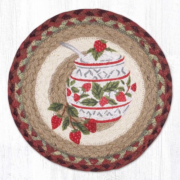 MSPR-390 Jam Jar Strawberry Printed Round Trivet 10"x10"