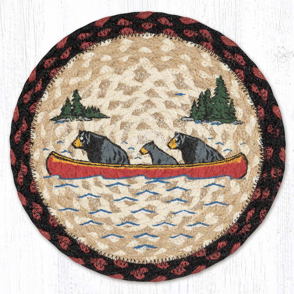 MSPR-396 Bears in Canoe Printed Round Trivet 10"x10"