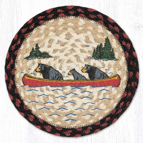 MSPR-396 Bears in Canoe Printed Round Trivet 10"x10"