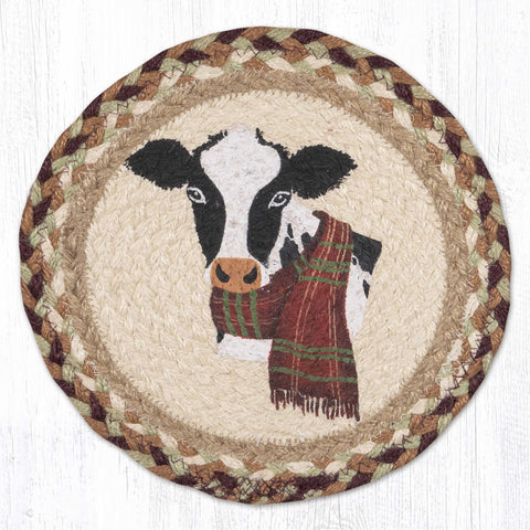 MSPR-413 Winter Cow Printed Round Trivet 10"x10"