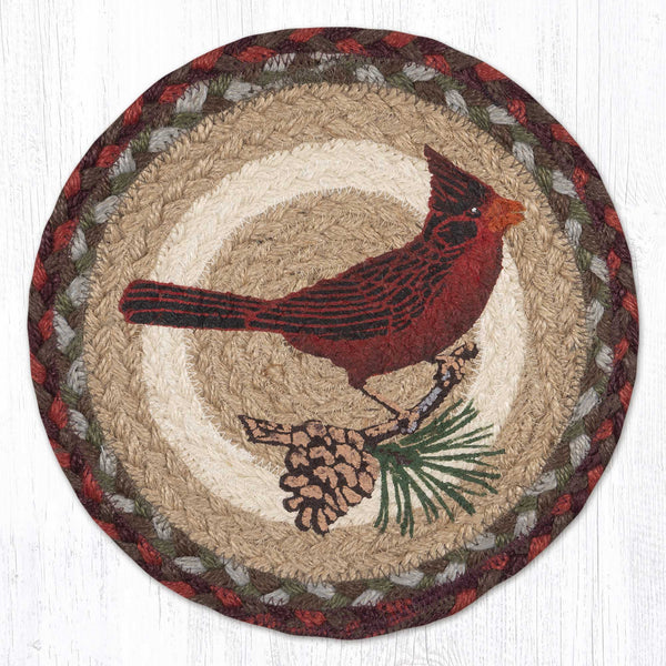 MSPR-417 Cardinal Pinecone Printed Round Trivet 10"x10"