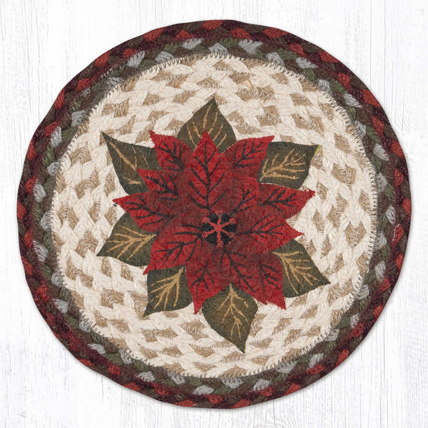 MSPR-417 Primitive Poinsettia Printed Round Trivet 10"x10"