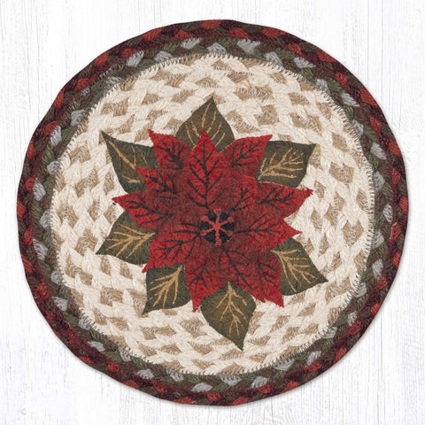 MSPR-417 Primitive Poinsettia Printed Round Trivet 10"x10"