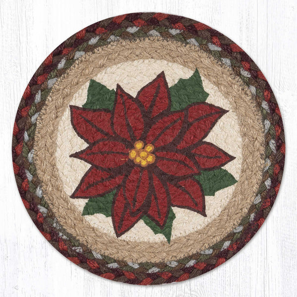 MSPR-417 Poinsettia Printed Round Trivet 10"x10"