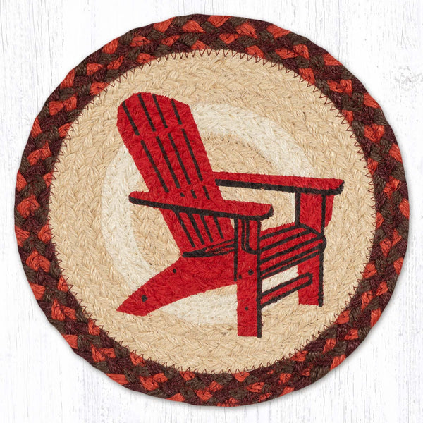 MSPR-417 Red Adirondack Chair Printed Round Trivet 10"x10"