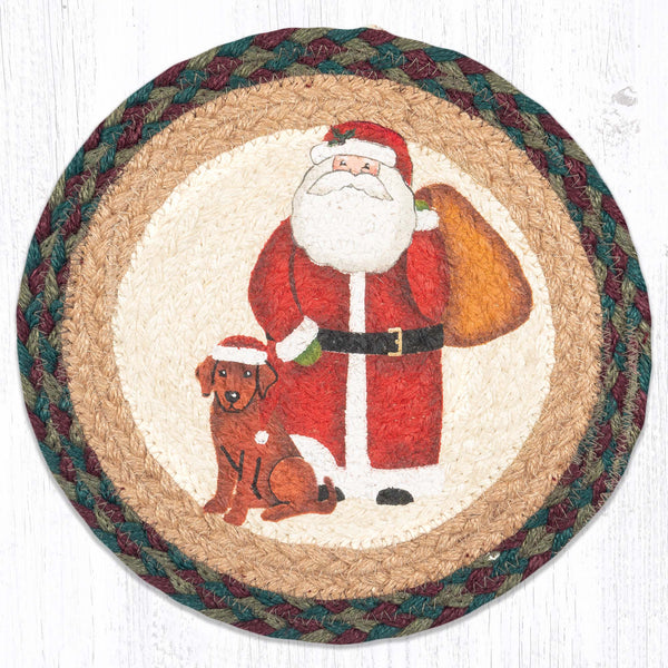 MSPR-508 Primitive Santa Printed Round Trivet 10"x10"