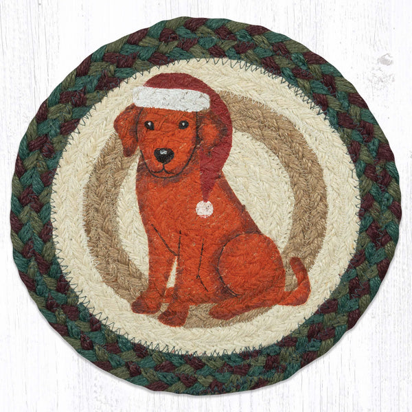 MSPR-508 Santa Hat Dog Printed Round Trivet 10"x10"