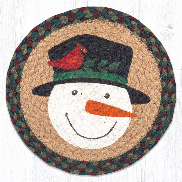 MSPR-508 Snowman Cardinal Printed Round Trivet 10"x10"