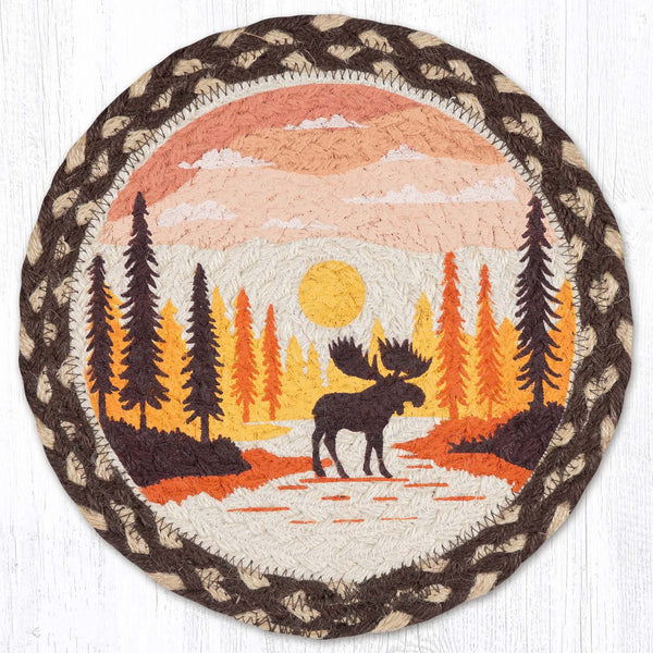 MSPR-518 Moose Crossing Printed Round Trivet 10"x10"