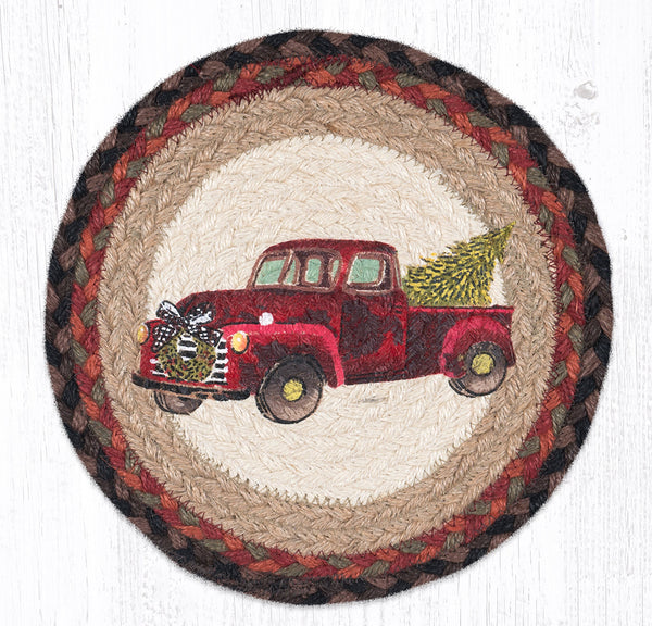 MSPR-530 Christmas Truck Printed Round Trivet 10"x10"