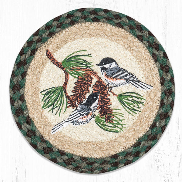 MSPR-577 Chickadee Pinecone Printed Round Trivet 10"x10"