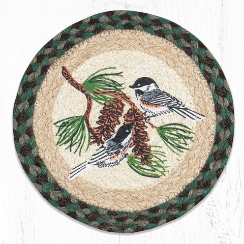 MSPR-577 Chickadee Pinecone Printed Round Trivet 10"x10"