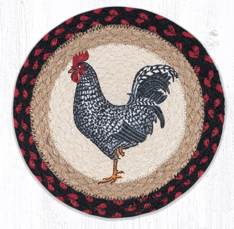 MSPR-602 Black & White Rooster Printed Round Trivet 10"x10"