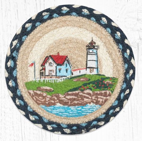 MSPR-619 Nubble Lighthouse Printed Round Trivet 10"x10"