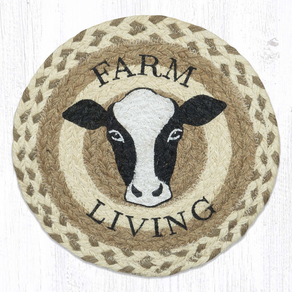 MSPR-658 Farm Living Cow Printed Round Trivet 10"x10"