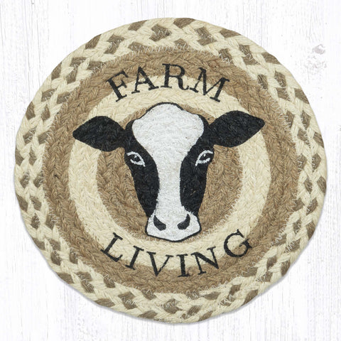 MSPR-658 Farm Living Cow Printed Round Trivet 10"x10"