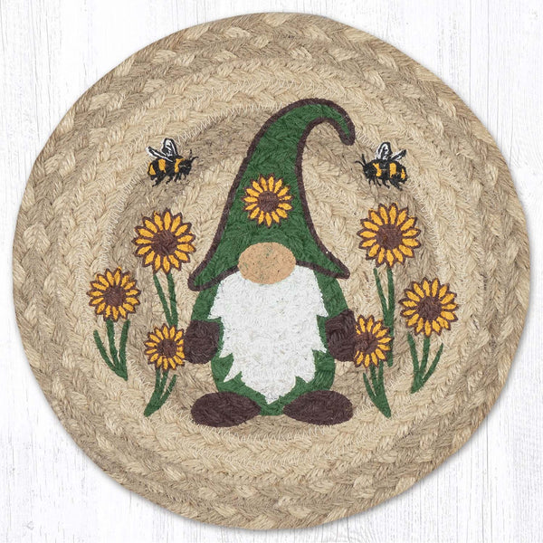 MSPR-776 Sunflower Gnome Printed Round Trivet 10"x10"